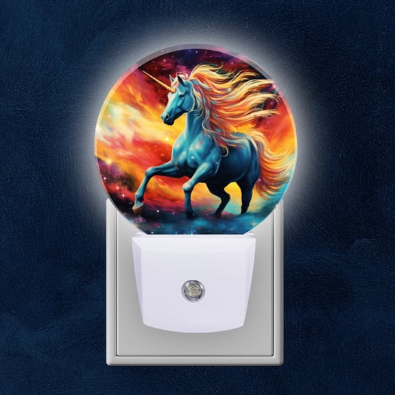 Night Light Plug into Wall,Dusk to Dawn Sensor Auto-On/Off for Bathroom, Hallway,Kids Room-Majestic Unicorn With Flowing Mane And Tail