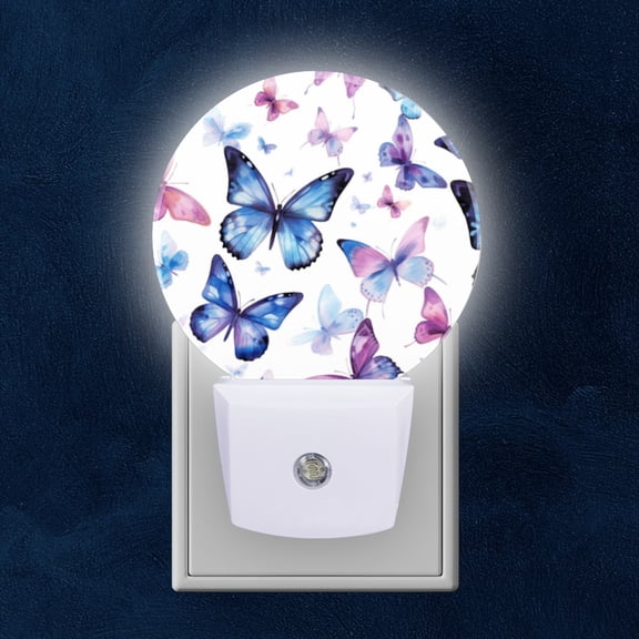 Night Light Plug into Wall,Dusk to Dawn Sensor Auto-On/Off for Bathroom, Hallway,Kids Room-Monarch Butterfly Insect Creative Pattern