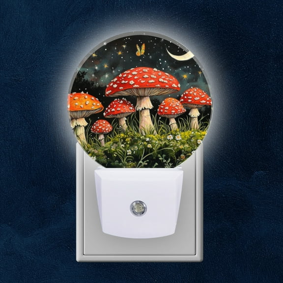 Night Light Plug into Wall,Dusk to Dawn Sensor Auto-On/Off for Bathroom, Hallway,Kids Room-Mushrooms In The Moonlight