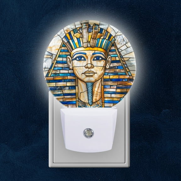 Night Light Plug into Wall,Dusk to Dawn Sensor Auto-On/Off for Bathroom, Hallway,Kids Room-Pharaoh With Stained Glass