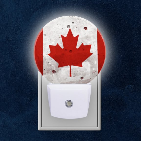 Night Light Plug into Wall,Dusk to Dawn Sensor Auto-On/Off for Bathroom, Hallway,Kids Room-Red And White Maple Leaf On The Flag Of Canada