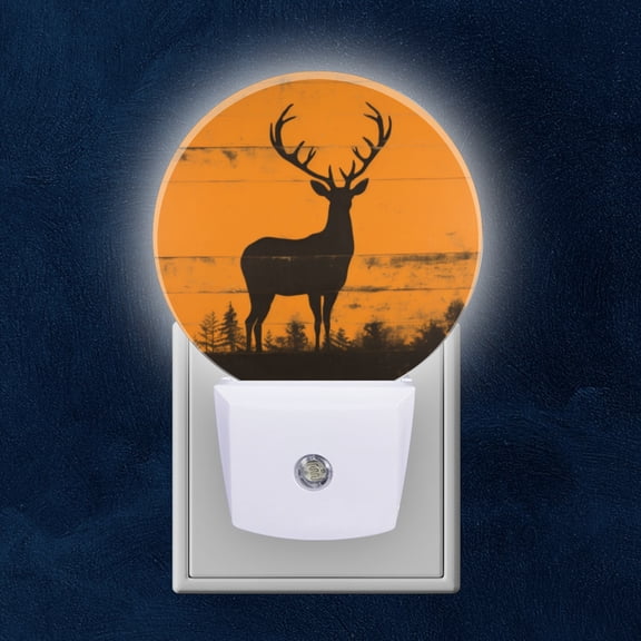 Night Light Plug into Wall,Dusk to Dawn Sensor Auto-On/Off for Bathroom, Hallway,Kids Room-Stag Standing And Antlers Reaching Towards The Sky