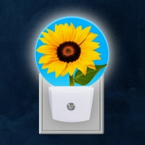 Night Light Plug into Wall,Dusk to Dawn Sensor Auto-On/Off for Bathroom, Hallway,Kids Room-Sunflower On Blue Background