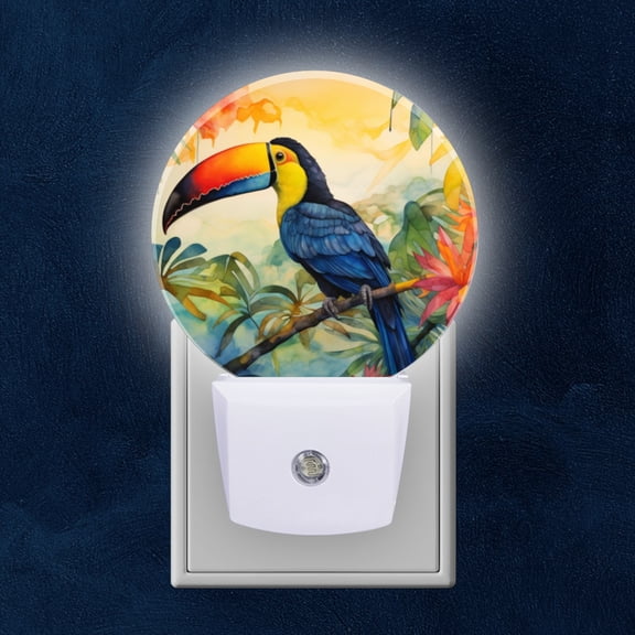 Night Light Plug into Wall,Dusk to Dawn Sensor Auto-On/Off for Bathroom, Hallway,Kids Room-Toucan Perched On Branch In The Foreground