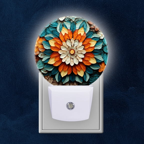 Night Light Plug into Wall,Dusk to Dawn Sensor Auto-On/Off for Bathroom, Hallway,Kids Room-Vibrant Pattern Of Layered Paper Flowers