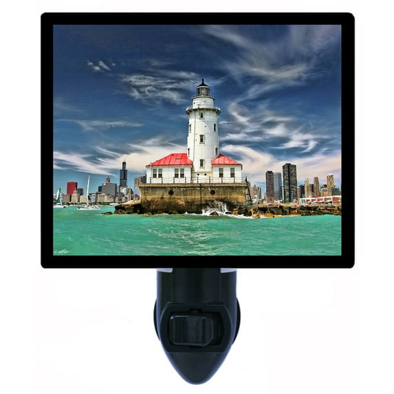 Night Light - Night Light Plus Extra Free Switchable Insert. 4 Watt Bulb, E12 Base. Chicago Harbor Lighthouse.