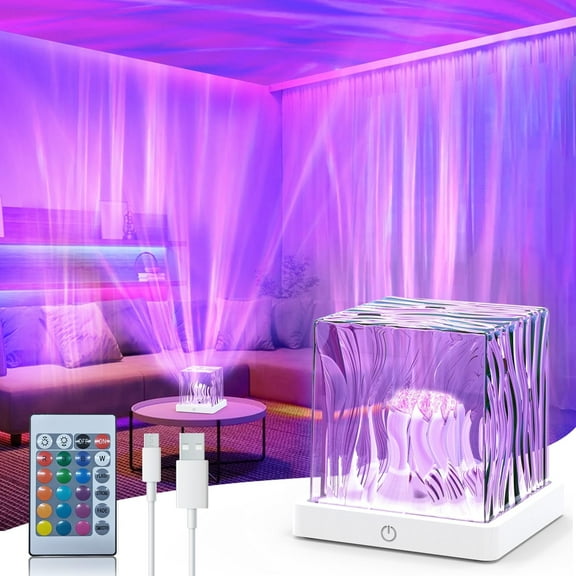 Night Light Projector,3 Brightness and 16 RGB Colors,Projector & Mood Lighting Galaxy Lamp, Aurora Water Ripple Projector Light with Remote Control for Room Decorations,Cool Lights