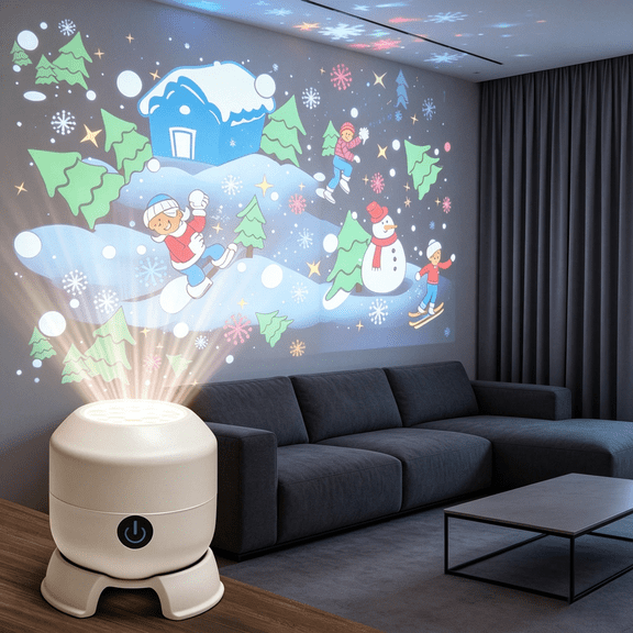 Night Light Projector, Christmas Decor Pattern Led Projector for Indoor Outdoor Use, Portable Battery Operated Christmas Projector Light for Home Party and Holiday Display, 4 Inch