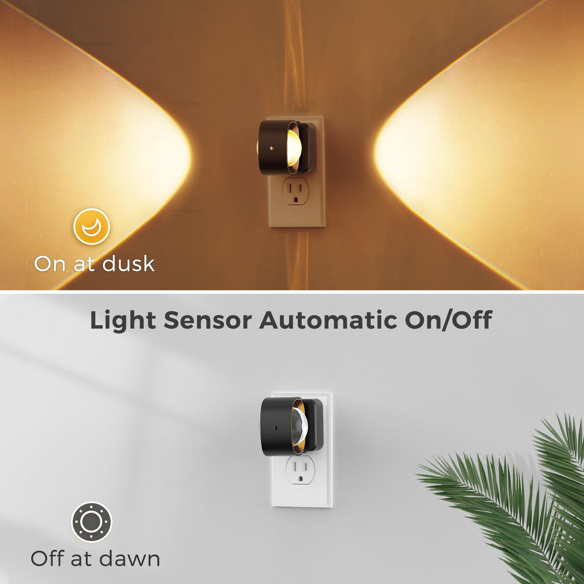 Night Light Projector  Lights Plug Into Wall Dusk To Dawn Sensor 180°rotating Nightlight For 0-150lm Dimmable Soft White Ambient Lighting Bathroom Decor Gifts 2 Pack
