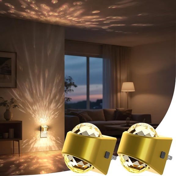 Night Light Projector Plug-In Wall Mount with Warm-Gold Cover, Soft White LED, Dimmable, 2 Count Bestseling