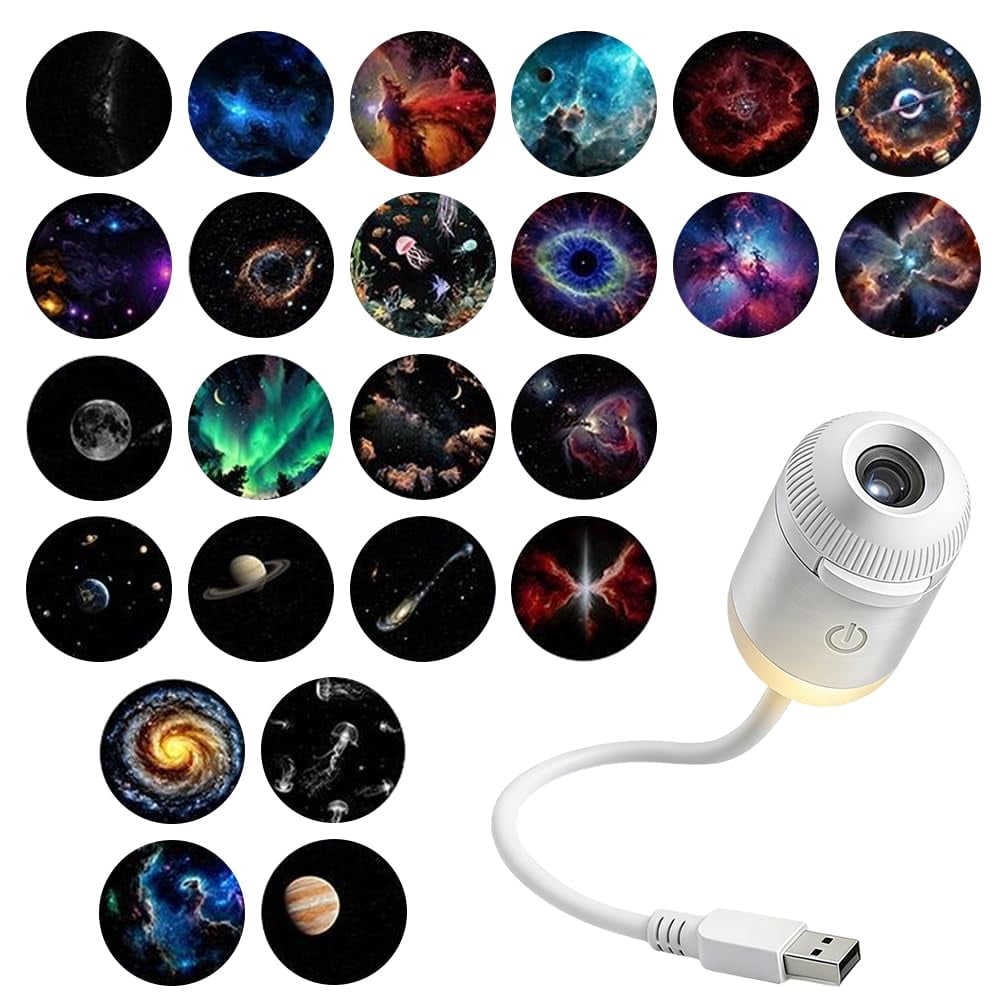 Comauo Hd smart Dynamic 5d Holographic Night Light Projector, Projector for Bedroom, Kids Sleep Aid, Flexible Usb Star Projector Night Light, Comes with 6 Interchangeable