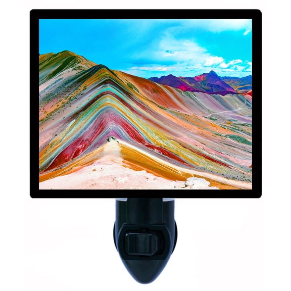 Night Light - Rainbow Mountain. | Mountain Theme, Includes Free Switchable Insert, 4W Bulb, E12 Base