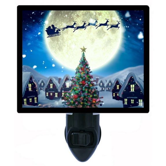 Night Light - Santa's Moon. | Christmas Theme, Includes Free Switchable Insert, 4W Bulb, E12 Base