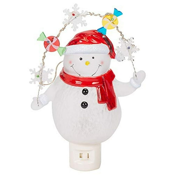 Night Light Snowman and Garland 7.75" LED Christmas Decor