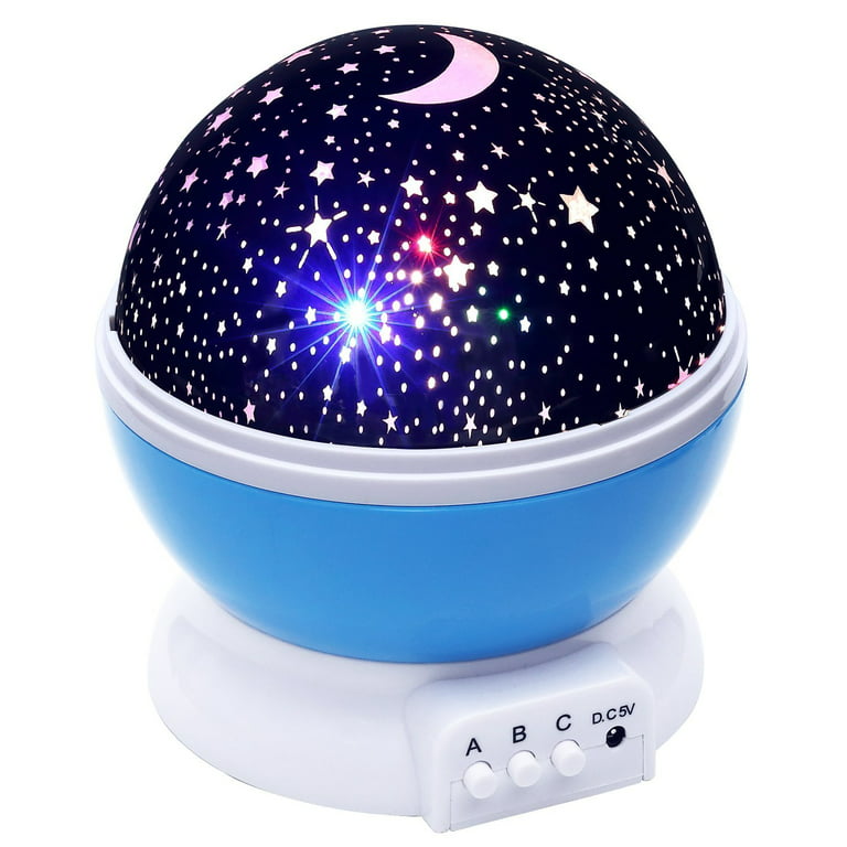 Night Light Star Sky with LED 360 Degree Rotation Colorful Cosmos Star Sky  and Moon Night Lamp Gift for Baby Kid Children Bedroom Nursery Decor (Blue)