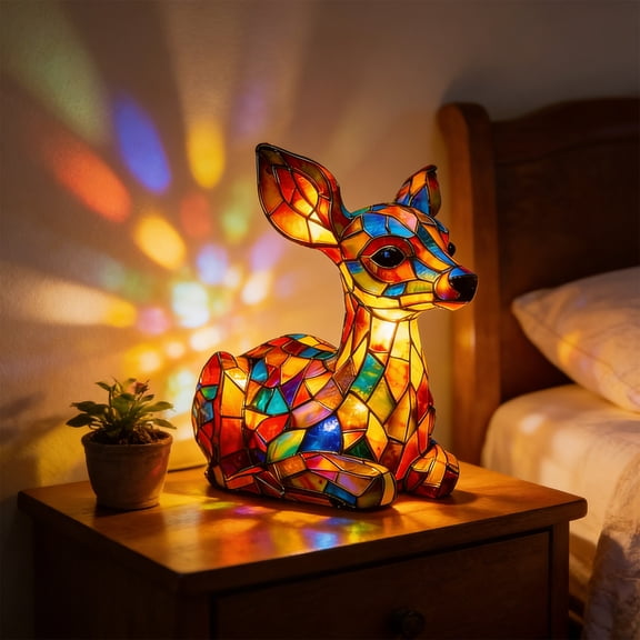 Night Light Statue Decor,LED Resin Art Figurine with Soft Warm Glow Energy Saving Multi Mode Lighting Design,Decorative Table Lamp for Bedroom Living Room Office Gift for Animal Lovers-B