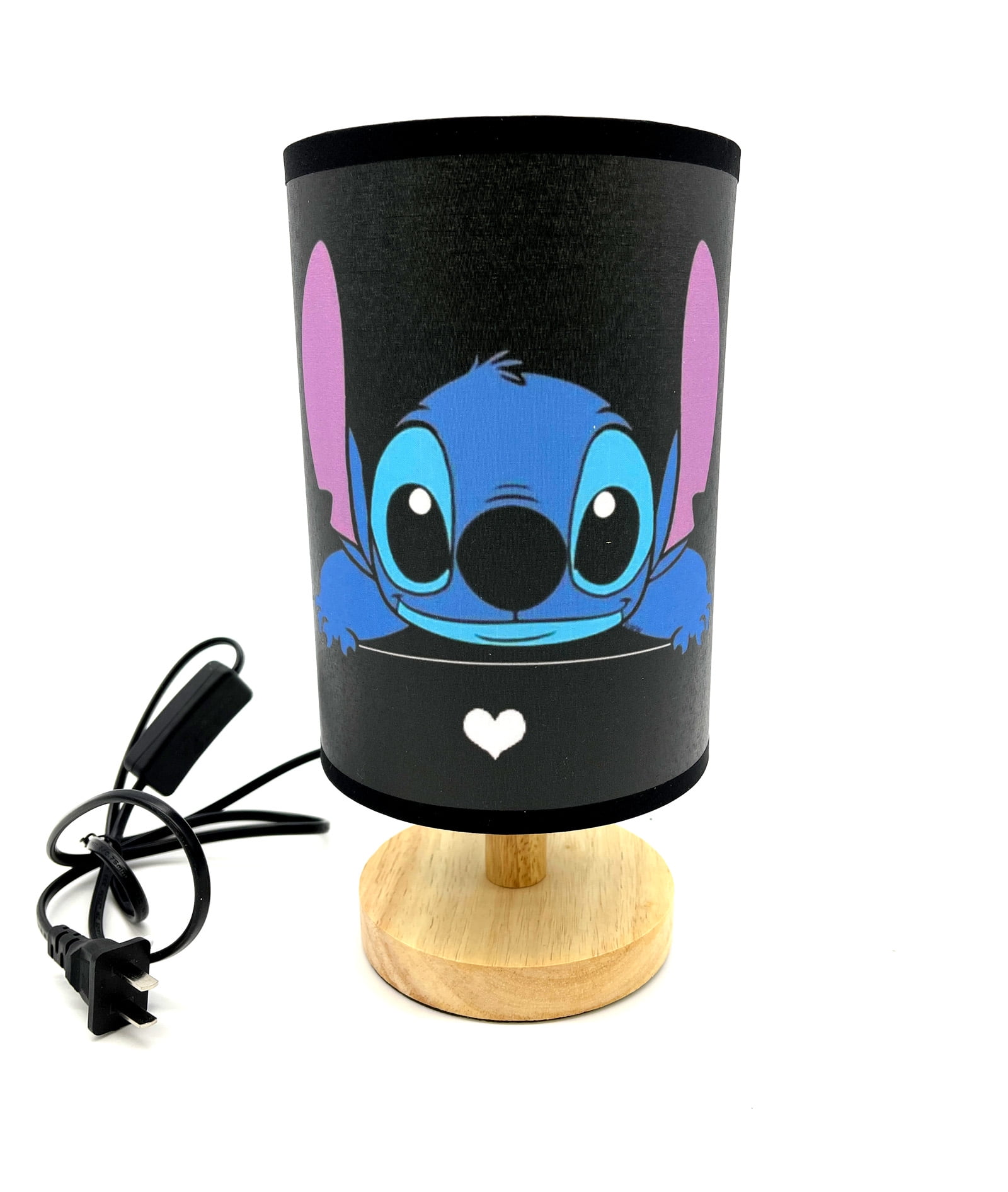 Night Light Stitch Table Lamp Wood Base Room Decoration or Great Gift Ideas
