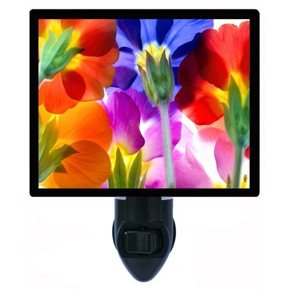 Night Light - Summer Colors. | Flower and Garden Theme, Includes Free Switchable Insert, 4W Bulb, E12 Base
