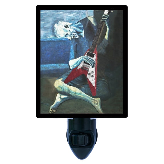 Night Light - The Old Flying V Guitarist. | Old Masters Theme, Includes Free Switchable Insert, 4W Bulb, E12 Base