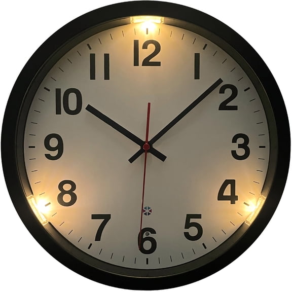 Night Light Wall Clock for Bedroom, 12'' Silent Glow in the Dark Clock, Light Sensor Lighted up Wall Clock, 3 Modes Battery Operated for Living Room/Kitchen, Large Digital Display