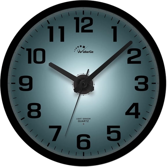 Night Light Wall Clock for Bedroom - Silent Lighted up Wall Clock Glow in the Dark, Battery Operated Wall Clocks for Living Room/Kitchen, Easy to Read Large Digital Display, 12 Inch