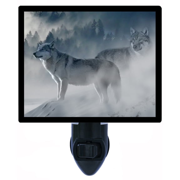 Night Light - Wolf Lookout. | Wolves Theme, Includes Free Switchable Insert, 4W Bulb, E12 Base