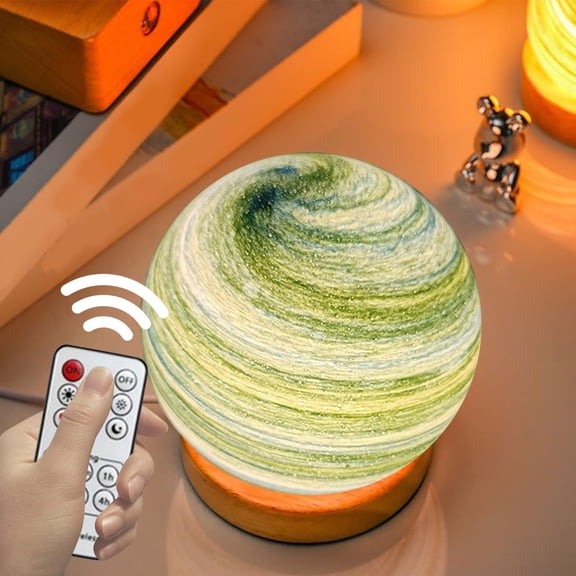 Night Light, Yrmaups Night Light, 3D Dimmable Planet Glass Ball Lamp, USB Powered Mood Light for Bedroom, Birthday Gift Home Decor