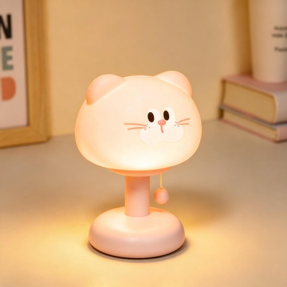 Night Light for Kids – Cute Squishy Pull String Silicone Lamp, Rechargeable 3 Brightness Adjustable Cartoon Bedside Light for Bedroom Decor & Gift