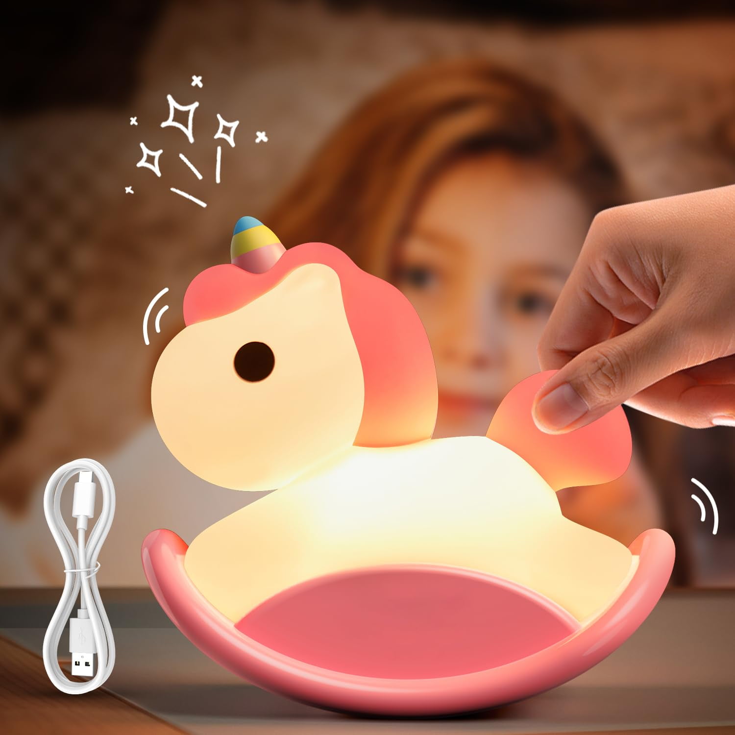 Night Light for Kids, Silicone Cute Stuff Lamp,Touch Night Light for Kids Toddlers Room