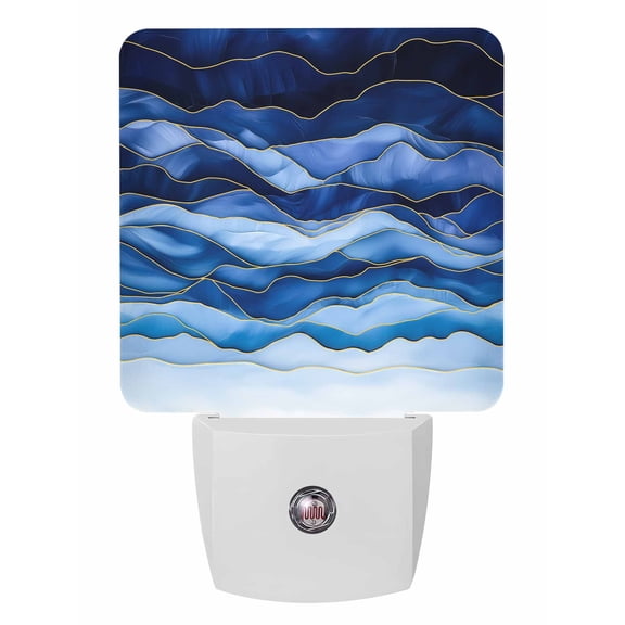 Night Lights Auto Sensor Abstract Beach Wace Plug-in LED Nightlights Lamp Dusk to Dawn for Living Room, Bedroom, Bathroom, Hallway, Stairways Home Wall Decor, Geometric Blue Night Light
