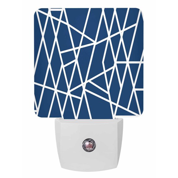 Night Lights Auto Sensor Abstract Geometric Plug-in LED Nightlights Lamp Dusk to Dawn for Living Room, Bedroom, Bathroom, Hallway, Stairways Home Wall Decor, Blue Lines Modern Art Night Light