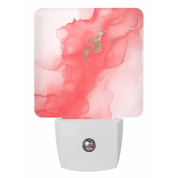 Night Lights Auto Sensor Abstract Ombre Pink Marble Plug-in LED Nightlights Lamp Dusk to Dawn for Living Room, Bedroom, Bathroom, Hallway, Stairways Home Wall Decor, White Modern Art Night Light