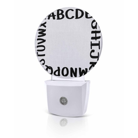 Night Lights Auto Sensor Alphabet Night Light White Modern Minimalist Letter Round Lamp Plug-in LED Nightlights Dusk to Dawn for Living Room Bedroom Bathroom Hallway Home Wall Decor