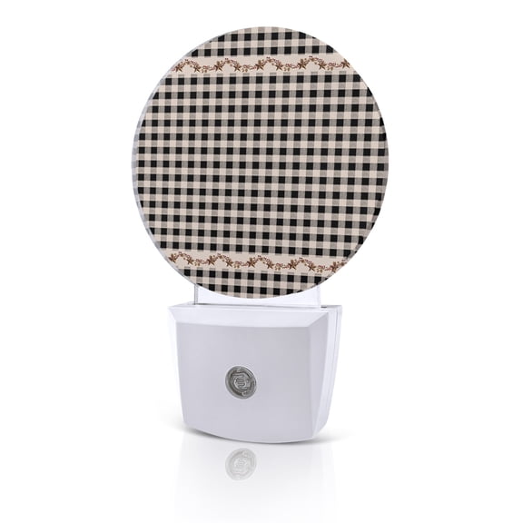 Night Lights Auto Sensor Barn Stars Rustic Night Light Vintage Country Black Plaid Round Lamp Plug-in LED Nightlights Dusk to Dawn for Living Room Bedroom Bathroom Hallway Home Wall Decor