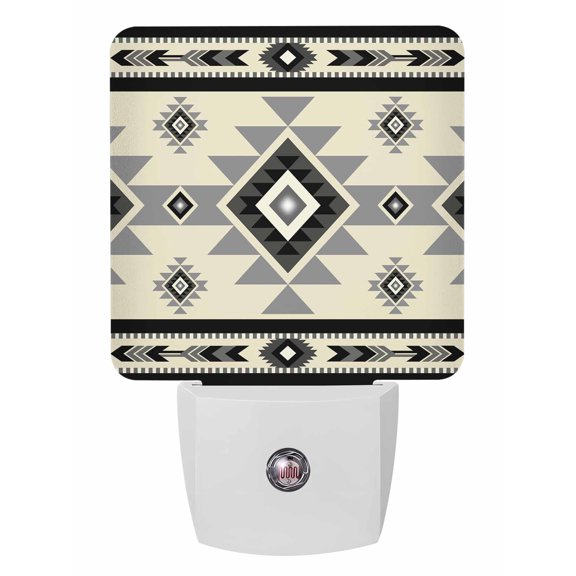 Night Lights Auto Sensor Beige Boho Plug-in LED Nightlights Lamp Dusk to Dawn for Living Room, Bedroom, Bathroom, Hallway, Stairways Home Wall Decor, Bohemian Native Southwest Ethnic Night Light