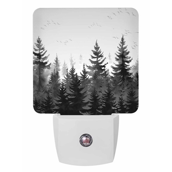 Night Lights Auto Sensor Black Forest Plug-in LED Nightlights Lamp Dusk to Dawn for Living Room, Bedroom, Bathroom, Hallway, Stairways Home Wall Decor, Tree Bird Nature Landscape Night Light