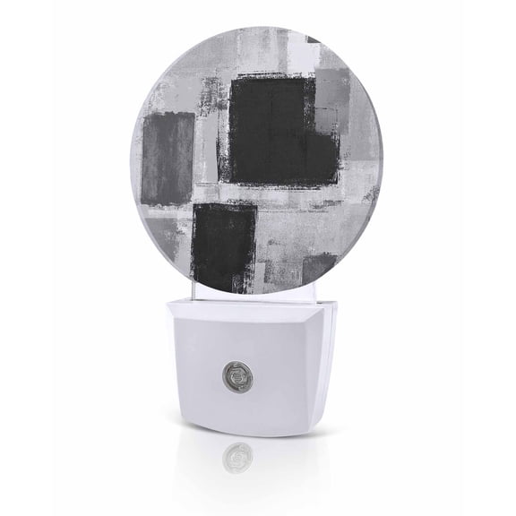 Night Lights Auto Sensor Black Grey Paint Night Light Graffiti Abstract Art Round Lamp Plug-in LED Nightlights Dusk to Dawn for Living Room Bedroom Bathroom Hallway Home Wall Decor