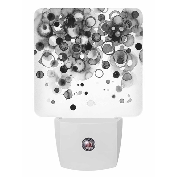 Night Lights Auto Sensor Black Ink Points Plug-in LED Nightlights Lamp Dusk to Dawn for Living Room, Bedroom, Bathroom, Hallway, Stairways Home Wall Decor, Abstract Art Bubble Night Light