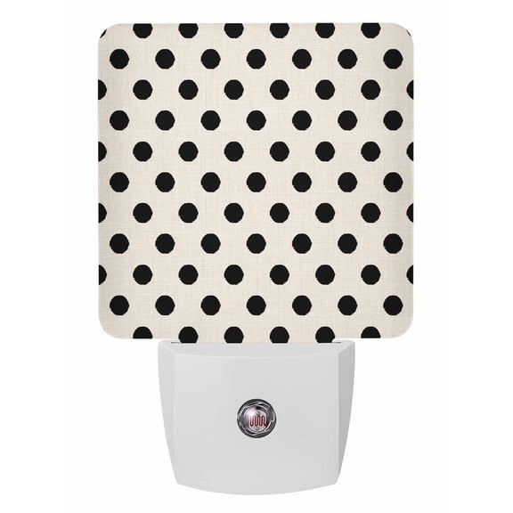 Night Lights Auto Sensor Black White Polka Dots Plug-in LED Nightlights Lamp Dusk to Dawn for Living Room, Bedroom, Bathroom, Hallway, Stairways Home Wall Decor, Cute Solid Color Linen Night Light