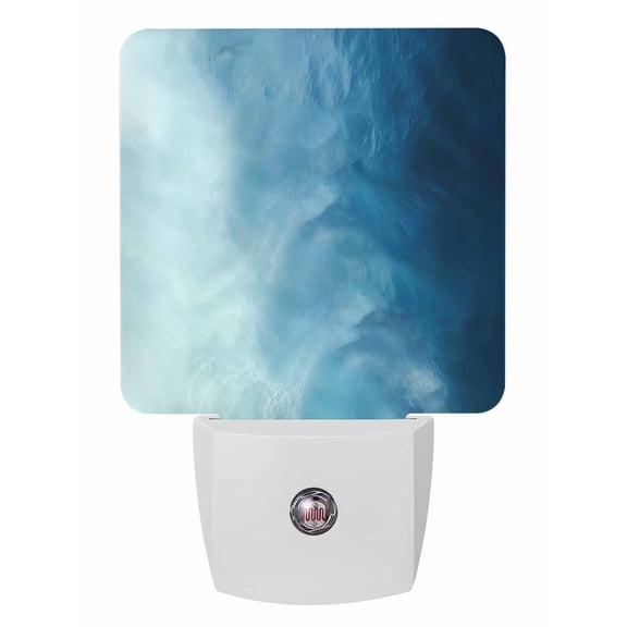 Night Lights Auto Sensor Blue Beach Waves Plug-in LED Nightlights Lamp Dusk to Dawn for Living Room, Bedroom, Bathroom, Hallway, Stairways Home Wall Decor, Ombre Ocean Night Light