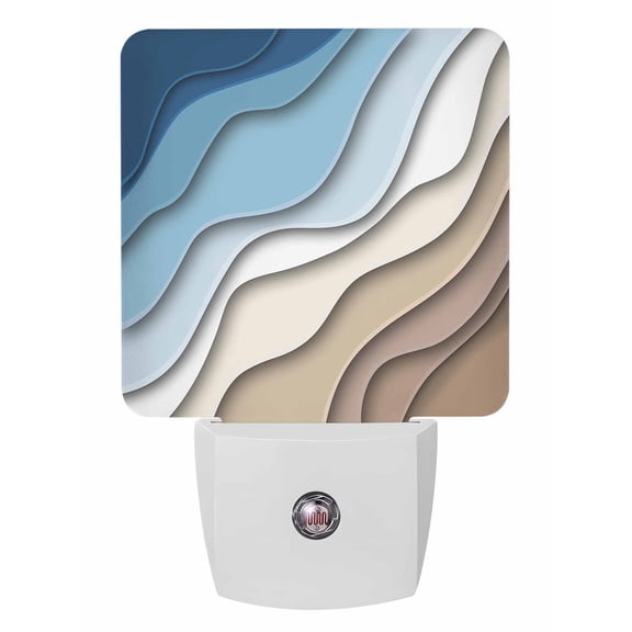 Night Lights Auto Sensor Blue Brown Modern Geometric Plug-in LED Nightlights Lamp Dusk to Dawn for Living Room, Bedroom, Bathroom, Hallway, Stairways Home Wall Decor, Ombre Blue Abstract Night Light