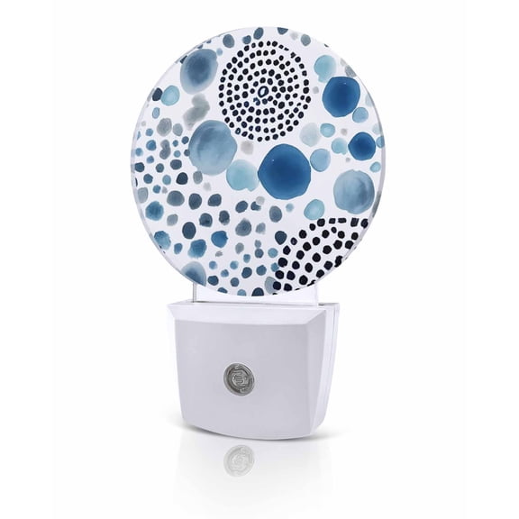 Night Lights Auto Sensor Blue Bubble Dots Night Light Modern Abstract Art Ink Round Lamp Plug-in LED Nightlights Dusk to Dawn for Living Room Bedroom Bathroom Hallway Home Wall Decor