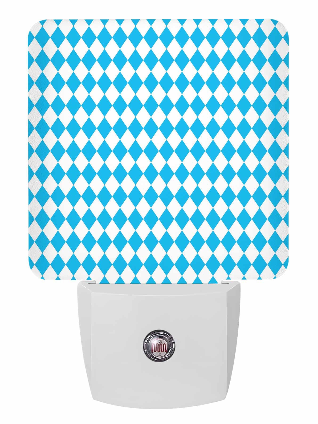 Night Lights Auto Sensor Blue Diamond Plaid Plug-in LED Nightlights ...
