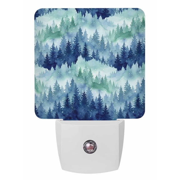 Night Lights Auto Sensor Blue Forest Mountain Plug-in LED Nightlights Lamp Dusk to Dawn for Living Room, Bedroom, Bathroom, Hallway, Stairways Home Wall Decor, Nature Sky Landscape Night Light