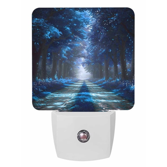 Night Lights Auto Sensor Blue Forest Plug-in LED Nightlights Lamp Dusk to Dawn for Living Room, Bedroom, Bathroom, Hallway, Stairways Home Wall Decor, Nature Tree Woods Night Light