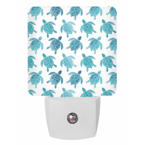 Night Lights Auto Sensor Blue Geen Sea Turtle Plug-in LED Nightlights Lamp Dusk to Dawn for Living Room, Bedroom, Bathroom, Hallway, Stairways Home Wall Decor, Summer Marine Life Night Light
