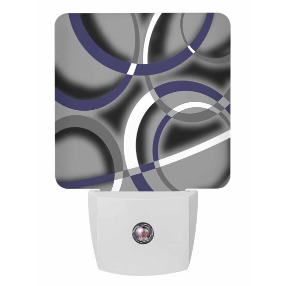 Night Lights Auto Sensor Blue Grey Geometric Circle Plug-in LED Nightlights Lamp Dusk to Dawn for Living Room, Bedroom, Bathroom, Hallway, Stairways Wall Decor, Modern Abstract Lines Night Light