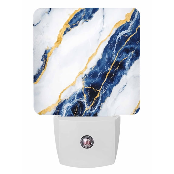 Night Lights Auto Sensor Blue Marble Plug-in LED Nightlights Lamp Dusk to Dawn for Living Room, Bedroom, Bathroom, Hallway, Stairways Home Wall Decor, Gold Abstract Art Night Light