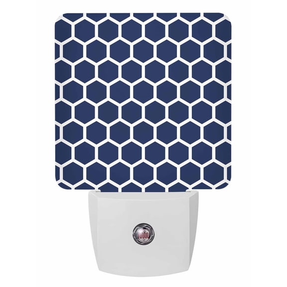 Night Lights Auto Sensor Blue Moroccan Hexagon Plug-in LED Nightlights Lamp Dusk to Dawn for Living Room, Bedroom, Bathroom, Hallway, Stairways Home Wall Decor, Geometric Art Night Light