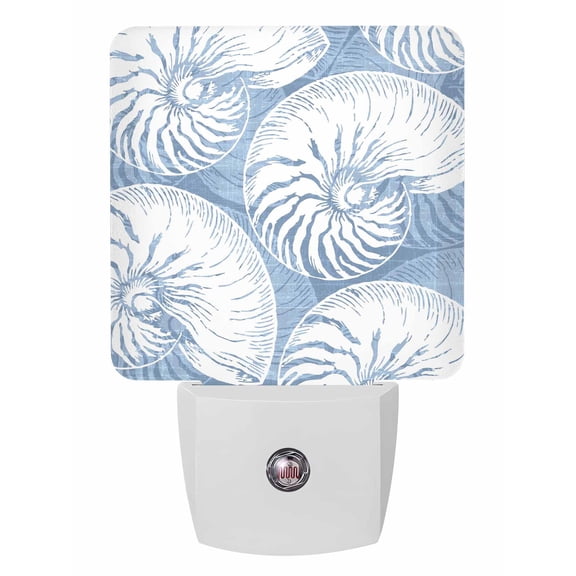 Night Lights Auto Sensor Blue Nautilus Shell Plug-in LED Nightlights Lamp Dusk to Dawn for Living Room, Bedroom, Bathroom, Hallway, Stairways Home Wall Decor, Ocean Conch Marine Life Night Light
